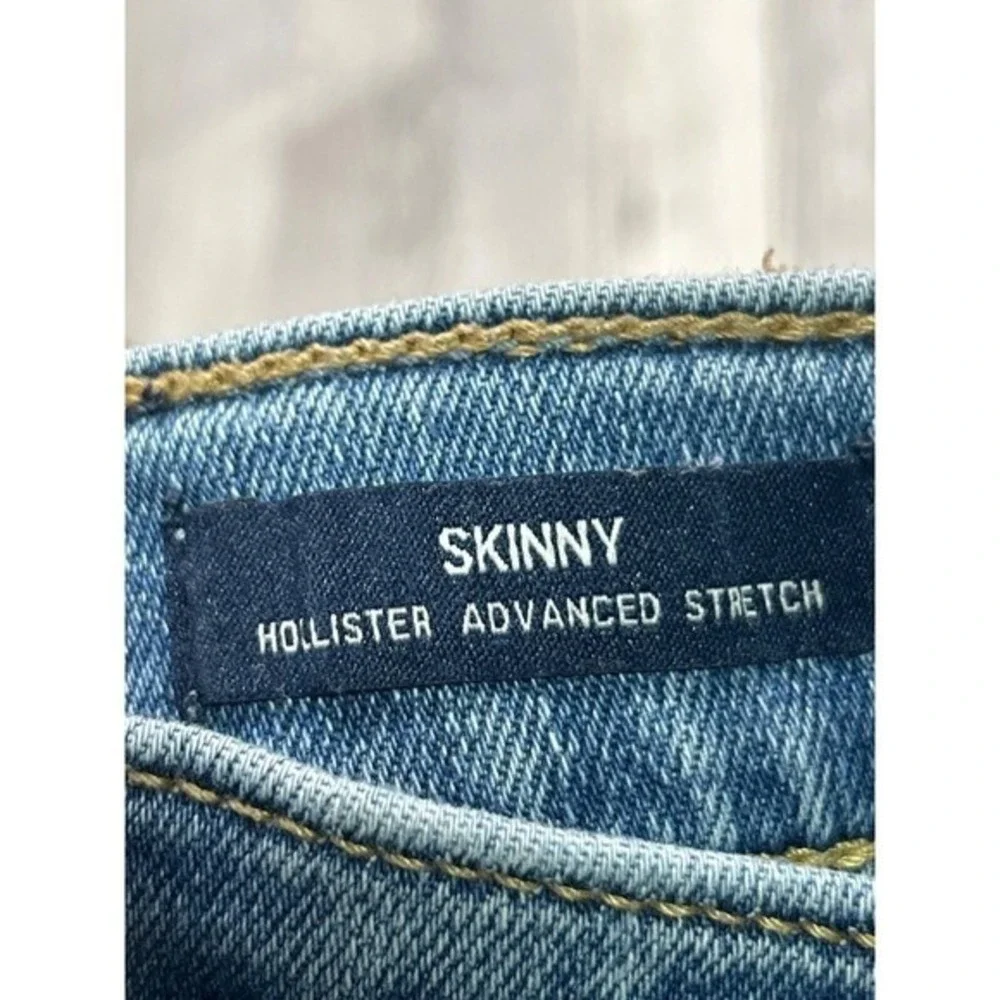 Hollister 33x32‎ Mens Slim Straight Epic Flex Distressed Ripped Blue Jeans
